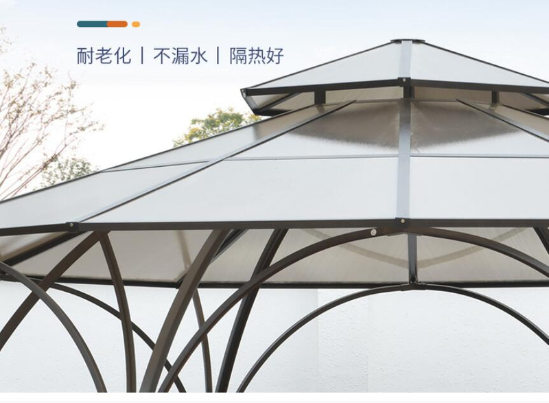 Diameter 360cm Countyard Steel Pavilion Gazebo with Floor