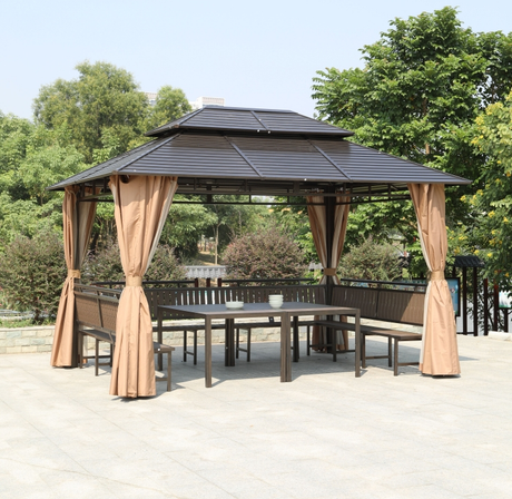 3*4m Iron Gazebo with Seat and Table