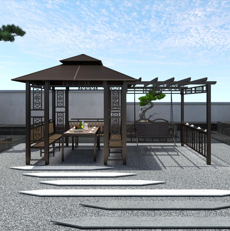 Garden Multifunctional Pergola Gazebo with Swing 