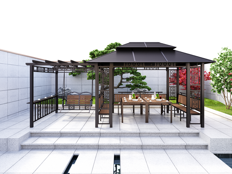 Garden Multifunctional Pergola Gazebo with Swing 