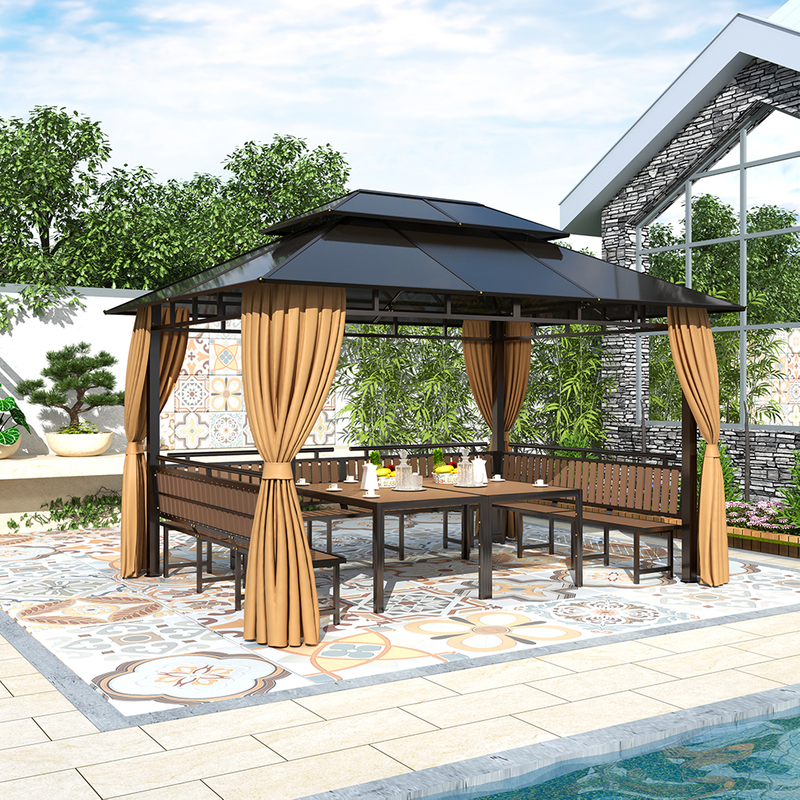 300*400CM Steel Gazebo with Seat and Table