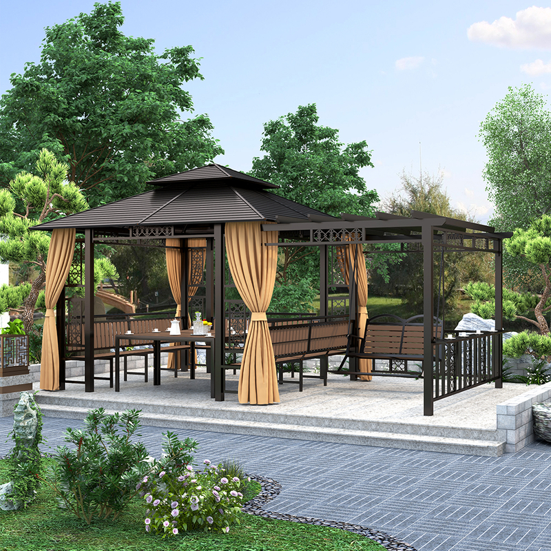 Multi-Functional Iron Gazebo with Pergola