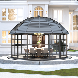Luxury Round Sunroom Greenhouse with Sliding Doors