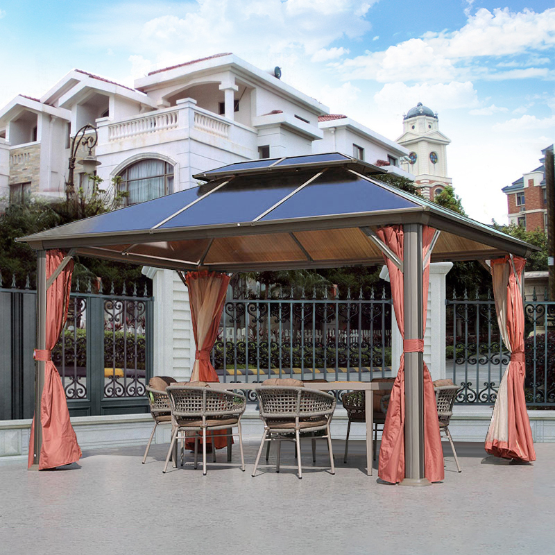 300*400CM PC Roof Aluminum Gazebo with Curtain