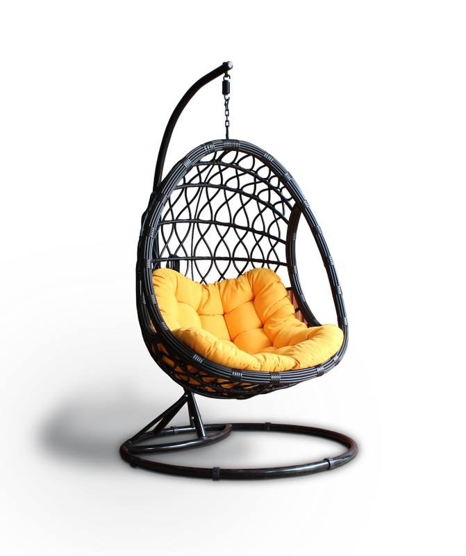 Single Rattan Hanging Egg Chair with Cushion
