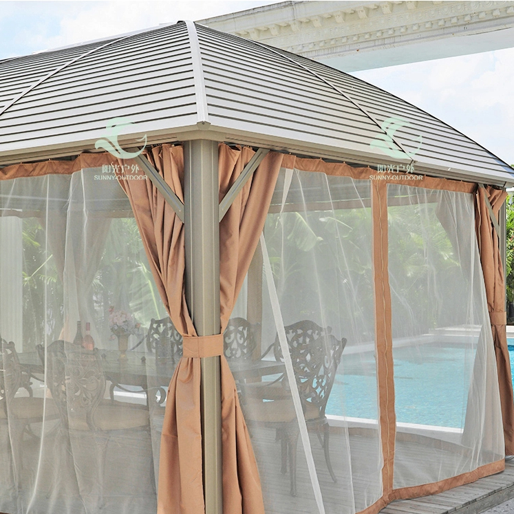 360*500cm Patio Aluminum Gazebo with Curtain 