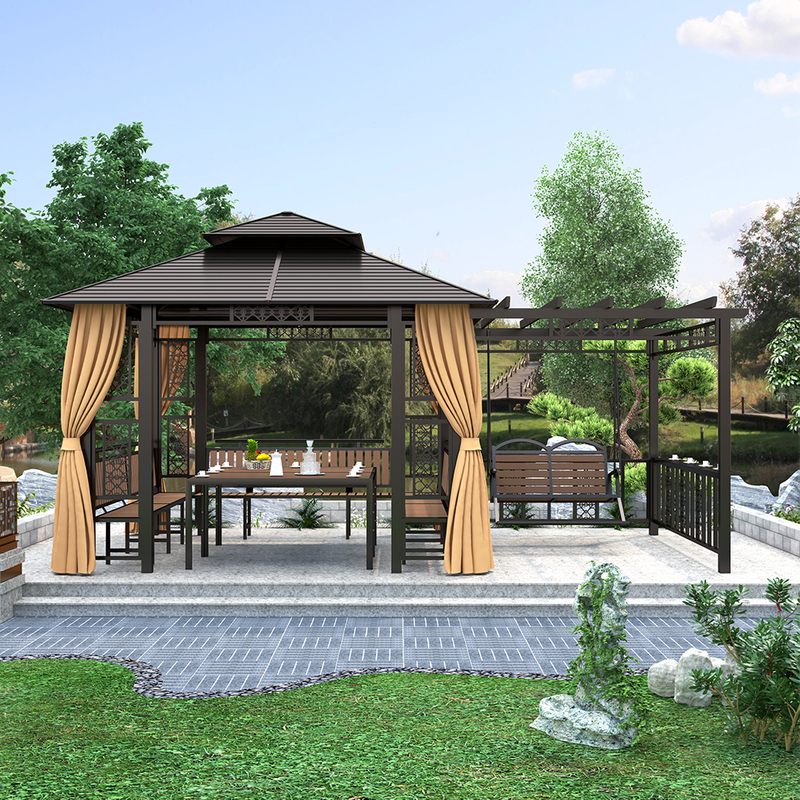 Multi-Functional Iron Gazebo with Pergola