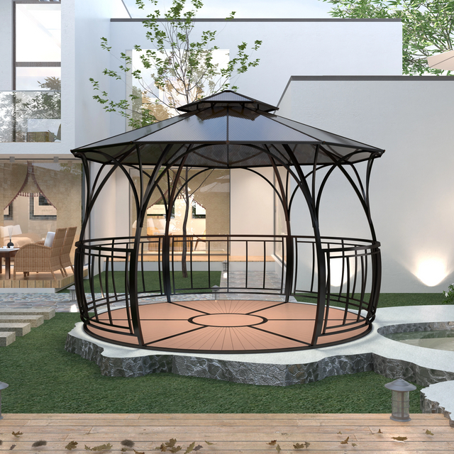 Diameter 430CM Iron Gazebo with Plastic Floor