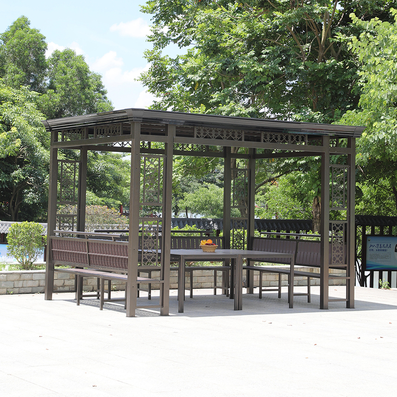 Flat Roof Gazebo with Seat and Table