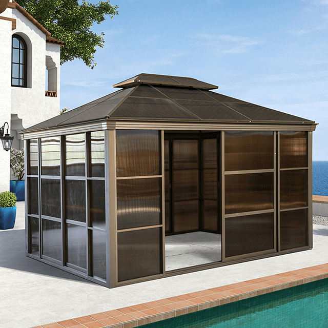 4x6M Aluminum gazebo house with sliding door