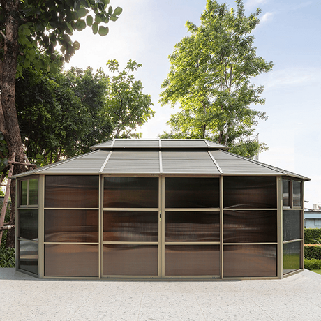 4.35x6.20M Aluminum gazebo house with sliding door
