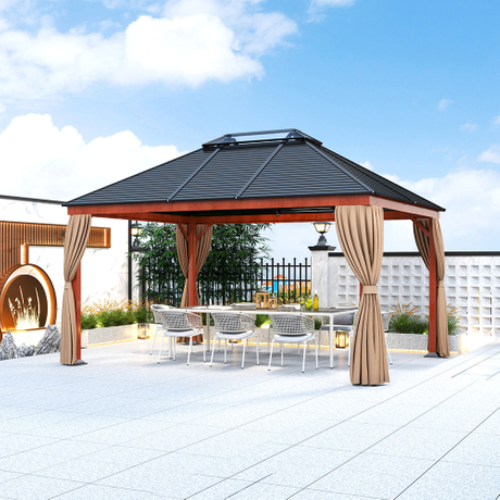 New Style Wooden Grain Gazebo Shade 360*460CM