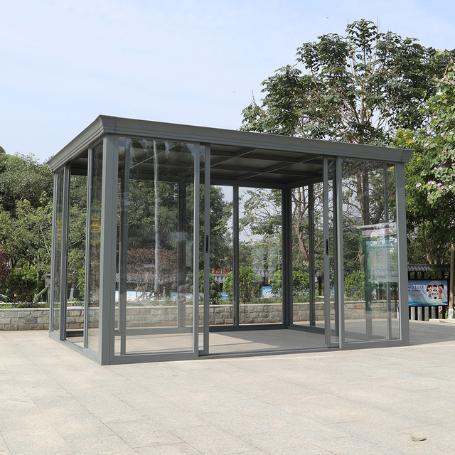 Flat Roof Top Sunroom House Gazebo with Sliding Doors