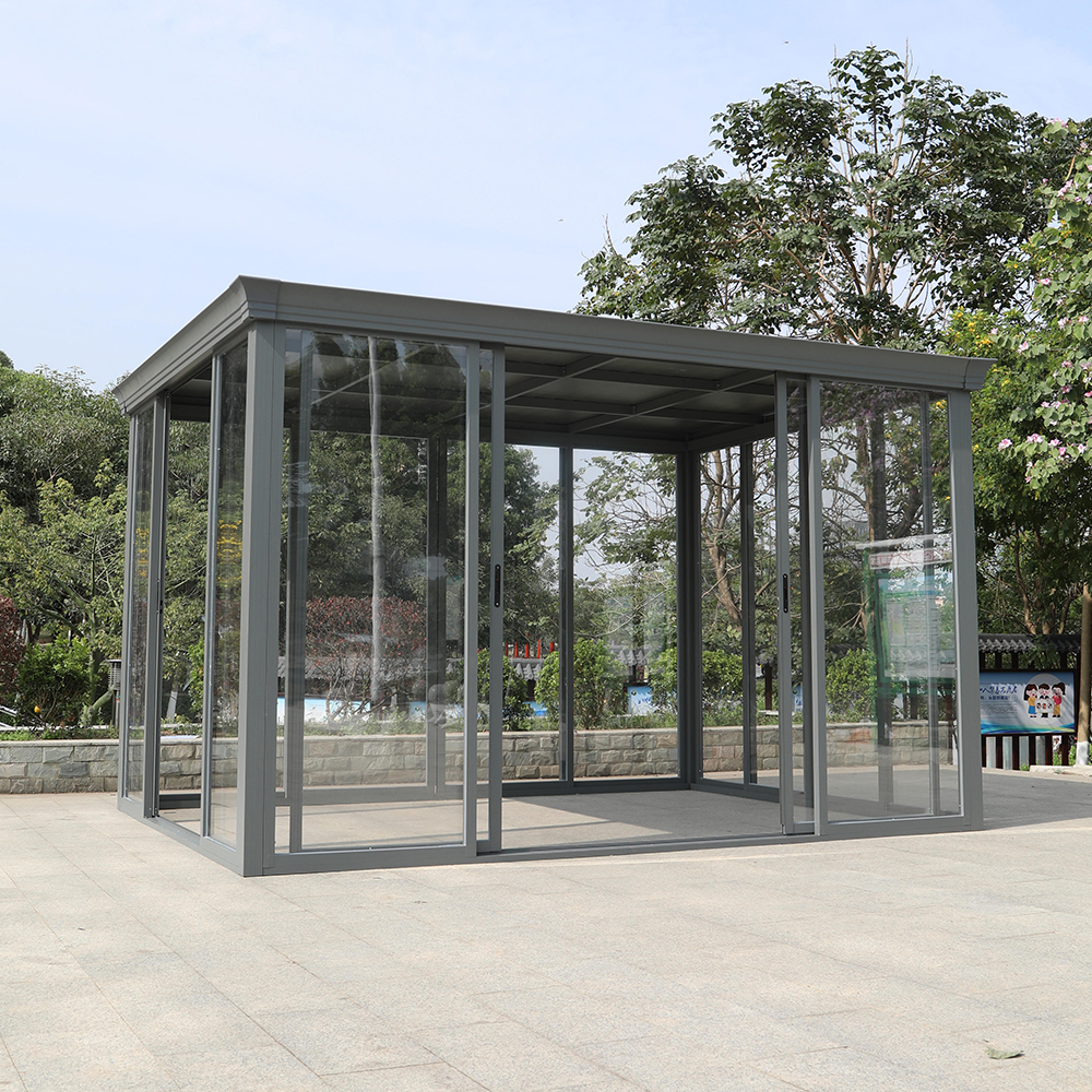 Flat Roof Top Sunroom House Gazebo with Sliding Doors