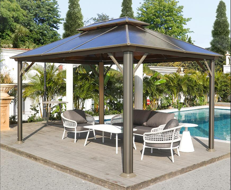 300*400CM PC Roof Aluminum Gazebo with Curtain