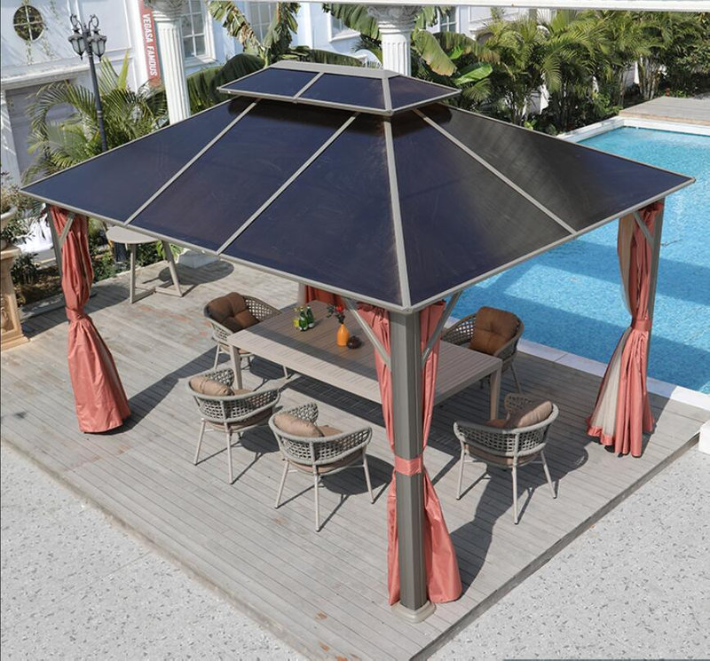 300*400CM PC Roof Aluminum Gazebo with Curtain