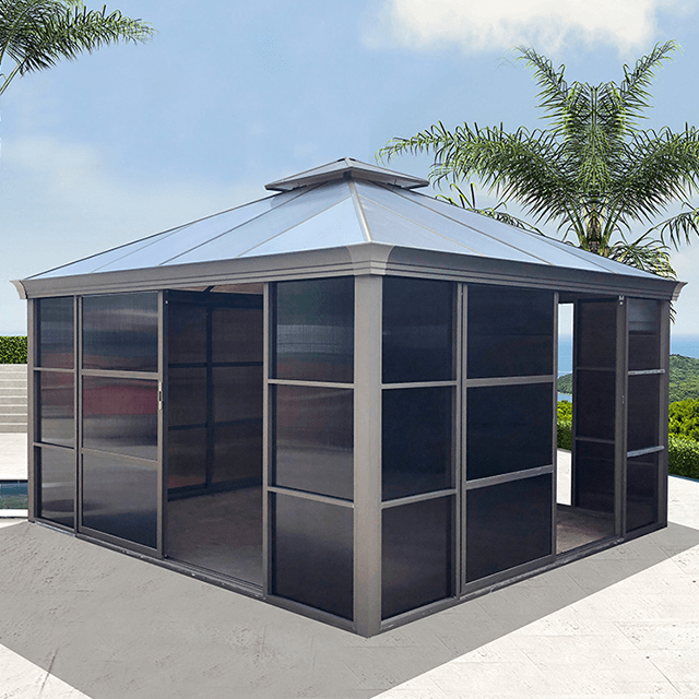 4x6M Aluminum gazebo house with sliding door