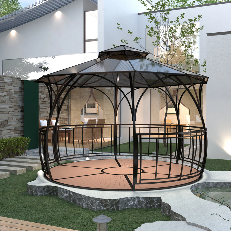 Diameter 430CM Iron Gazebo with Plastic Floor