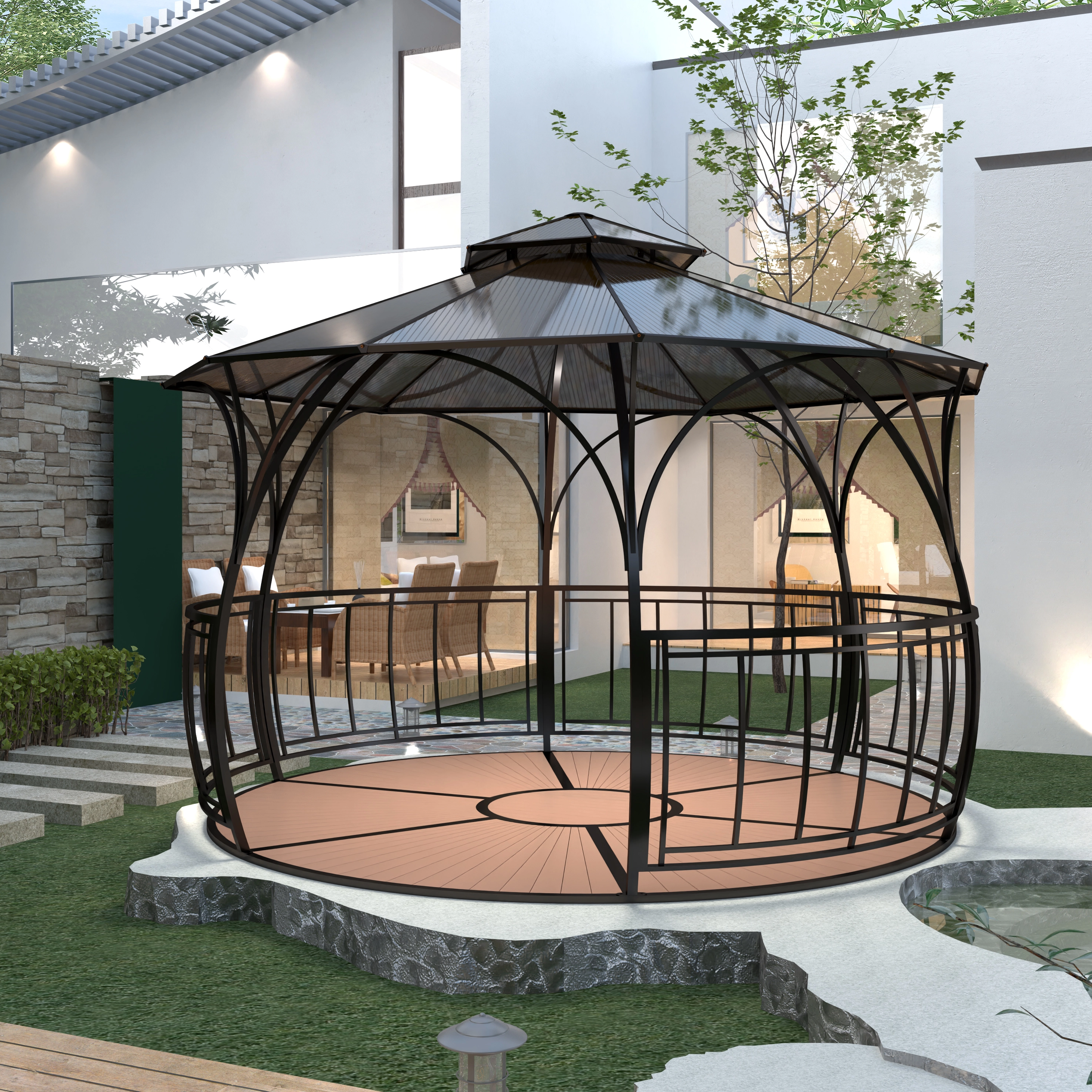 Diameter 430CM Iron Gazebo with Plastic Floor