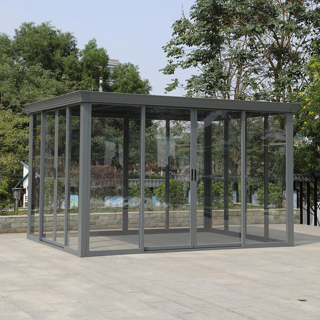 Flat Roof Top Sunroom House Gazebo with Sliding Doors