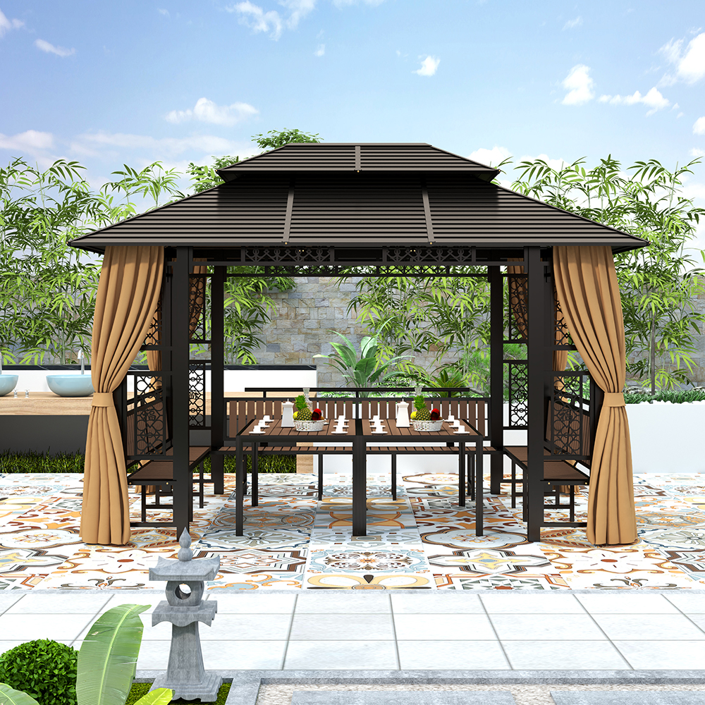Iron Gazebo with Seat and Table 300*400CM