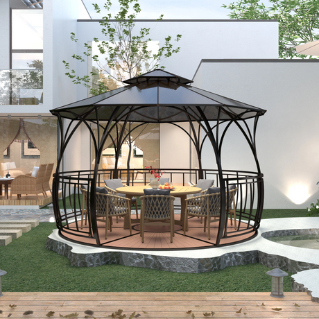Diameter 430CM Iron Gazebo with Plastic Floor