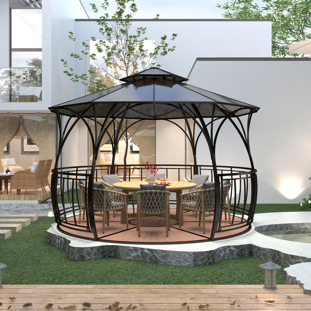 Diameter 430CM Iron Gazebo with Plastic Floor