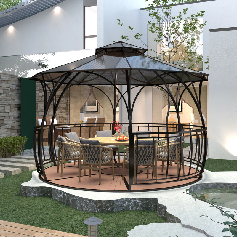 Diameter 430CM Iron Gazebo with Plastic Floor