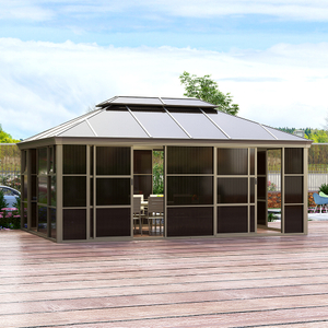 4*6m Outdoor Backyard Gazebo House with Sliding Doors