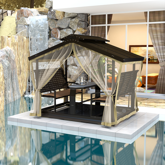 Outdoor 6-Person Swing Chair with Canopy