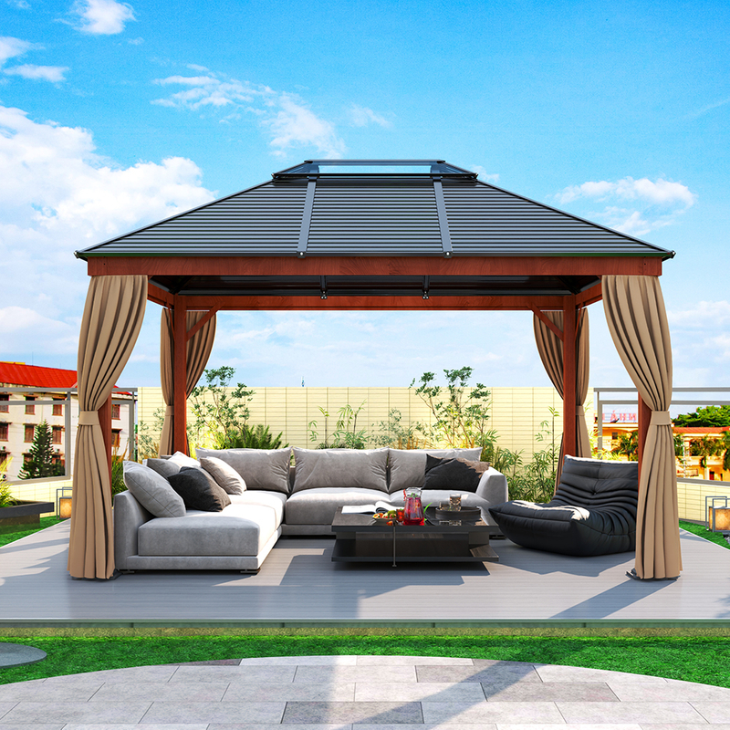 Premium Woodgrain Outdoor Canopy Gazebo 3.6*4.6M