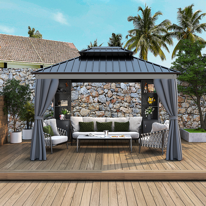 New Design Hardtop Gazebo with Storage Shelf