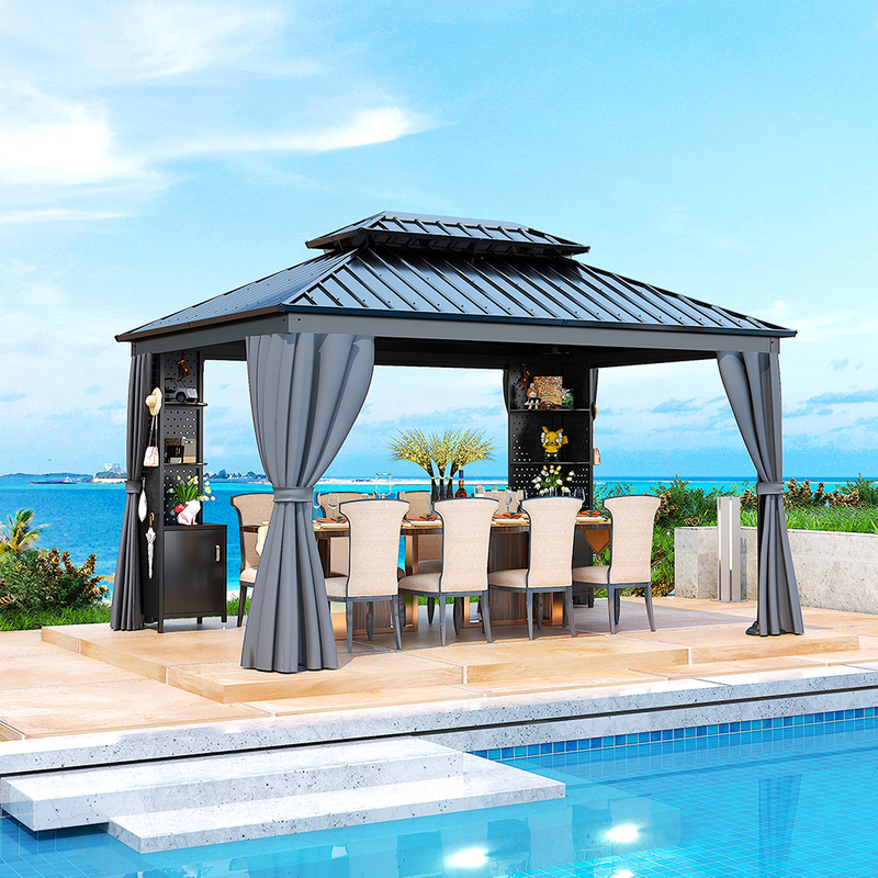 Multifunctional Patio Gazebo with Kitchen Counter 300*400CM
