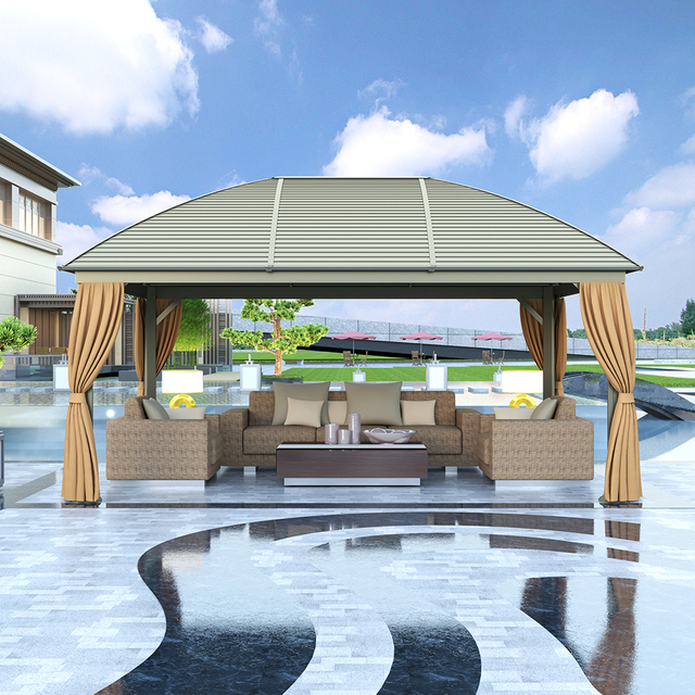 360*500cm Patio Aluminum Gazebo with Curtain 