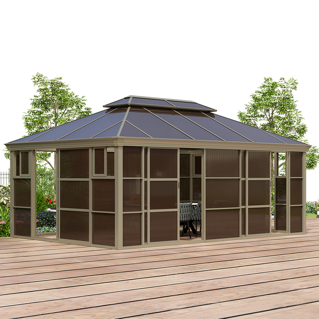 4*6m Outdoor Backyard Gazebo House with Sliding Doors