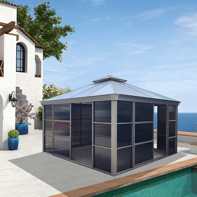 4x6M Aluminum gazebo house with sliding door