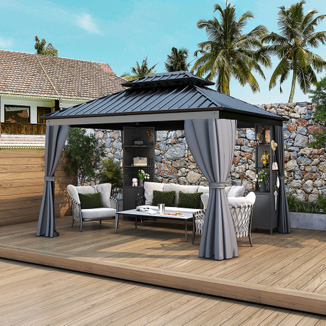 New Design Hardtop Gazebo with Storage Shelf