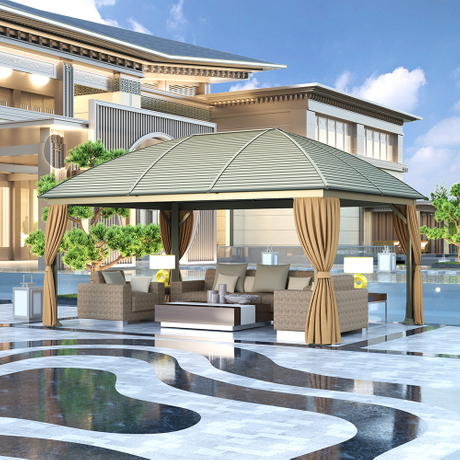 360*500cm Patio Aluminum Gazebo with Curtain 