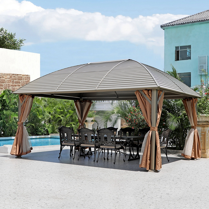 360*500cm Patio Aluminum Gazebo with Curtain 