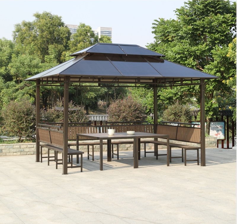 300*400CM Steel Gazebo with Seat and Table