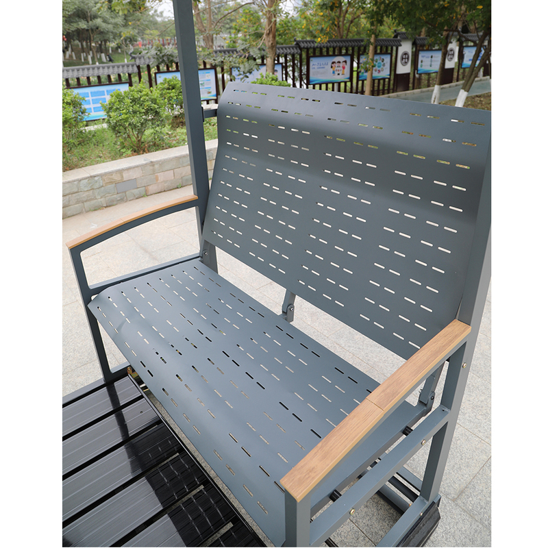 Outdoor 4-Person Swing Chair with Flat Top Canopy