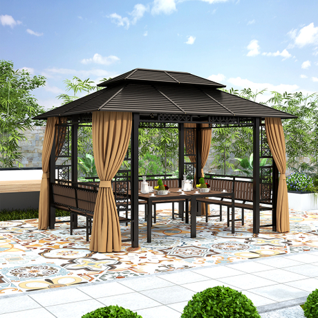 Iron Gazebo with Seat and Table 300*400CM