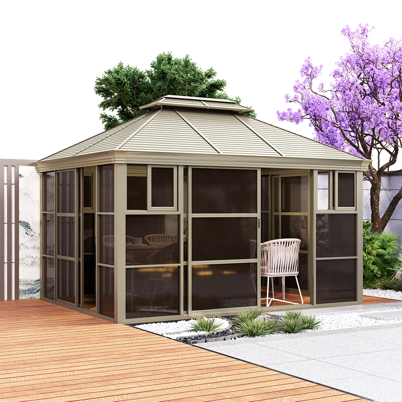 3*4m Aluminum House Gazebo with Sliding Doors